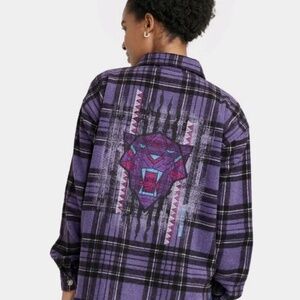 Marvel Black Panther Wakanda Forever Plaid Shacket SizeXS